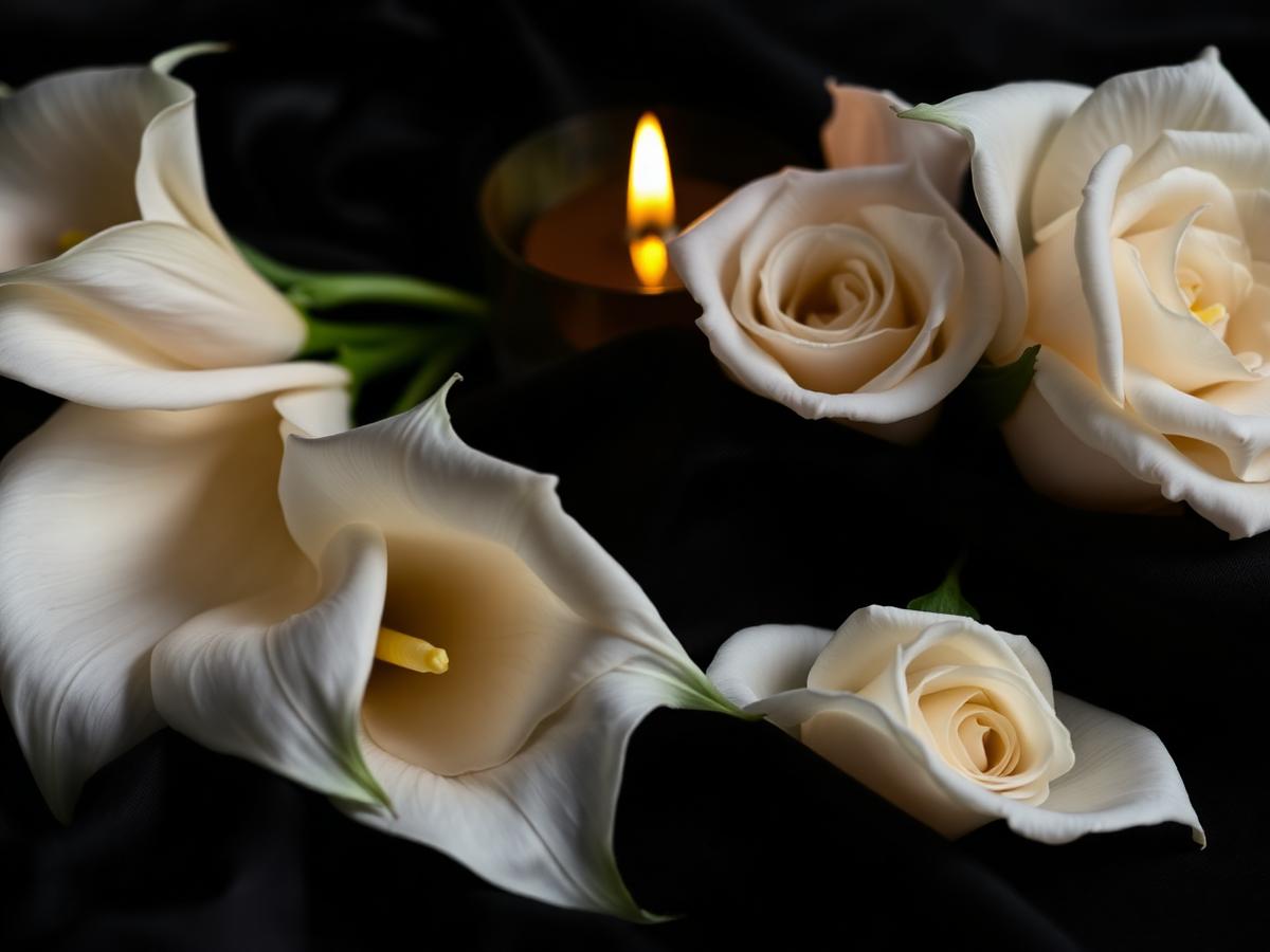 Floral tribute of lilies and roses